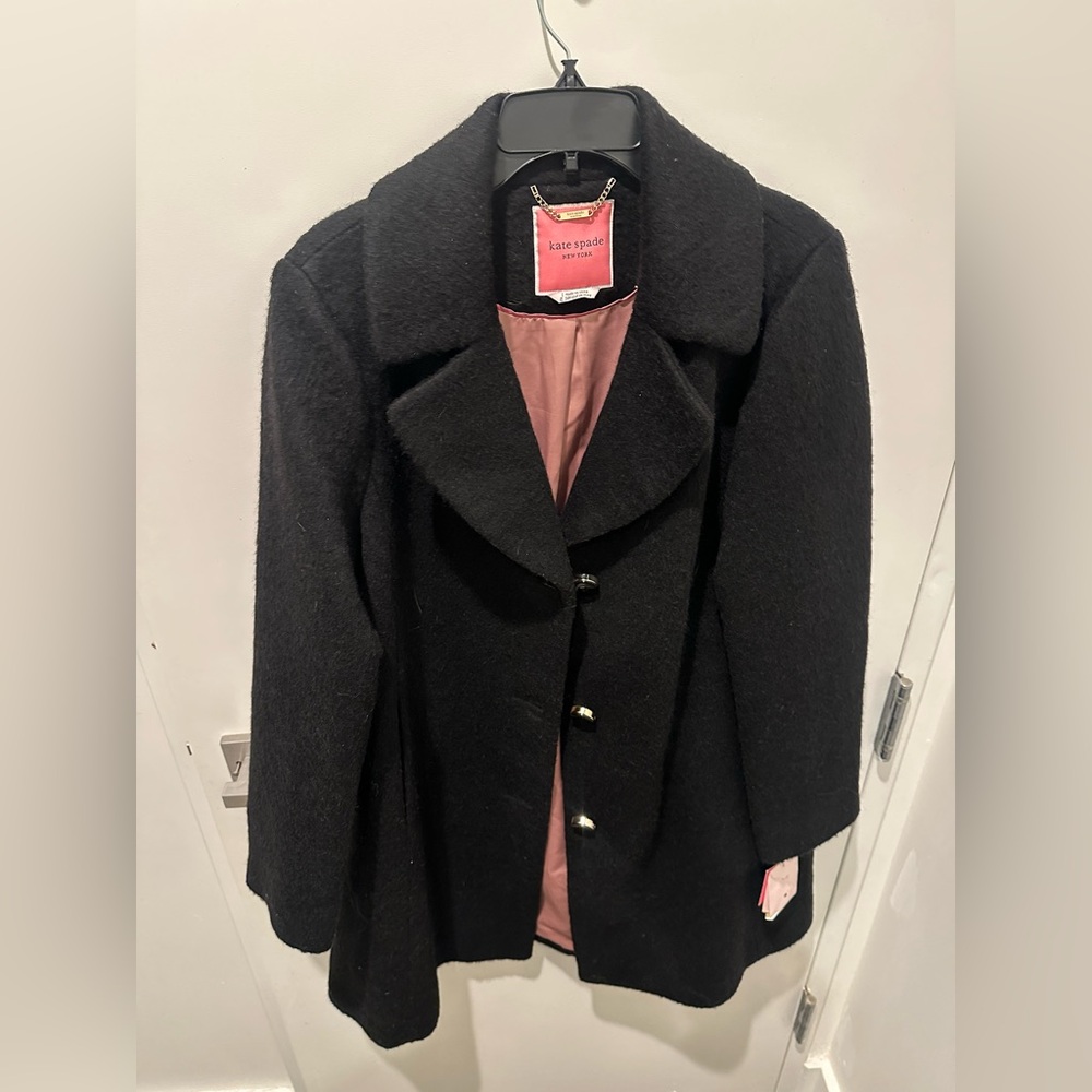 Kate Spade Black Wool Coat size L